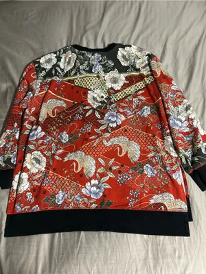 Johnny Was Royal Crane High Low Crew Neck Tunic Long Sleeve Size XL thumbnail 4