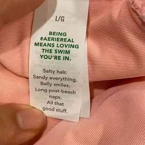 Aerie Real Good Ribbed Bikini Top Pink Scoop Neck Cutout Swimsuit Large thumbnail 6