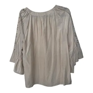 Wit & Wisdom Dusty Rose Embroidered Eyelet Bell Sleeve Blouse Size L thumbnail 3