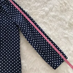 L’ACADEMIE Polka‎ Dot Linen Blazer Medium Navy Blue White Boyfriend Open Front thumbnail 14