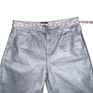 J.Crew Collection‎ Women's Straight Slouchy Jean Metallic Silver Size 28 BT619 thumbnail 6