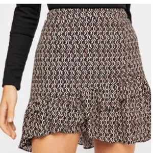 Free People Ruffle Mini Skirt Geometric Tile Print Black White Red Size 0 Womens thumbnail 1