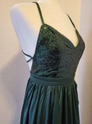 Evening Dress Formal Party Prom Gown Green Sequins Size XS thumbnail 8