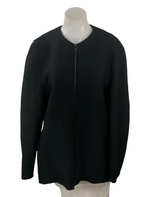 Cos 100% Wool Women's Black Long Sleeve Cardigan Sweater Blazer Coat Jacket Sz 6 thumbnail 1