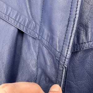 Wilsons Leather Trench Coat Womens M Blue Thinsulate Zip Lining Vintage 90s thumbnail 12