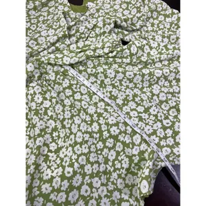 Heartloom Green Floral Wrap Front Romper Puff Sleeve Pockets Large thumbnail 11