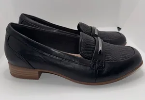 Clarks Juliet Aster‎ Loafers Black Leather Slip On Shoes Women’s 5.5 thumbnail 1