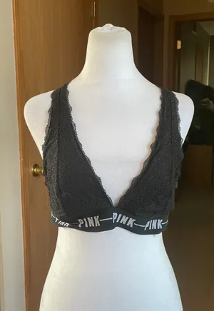 PINK - Victoria's Secret Women's Black Lace Bralette L thumbnail 1