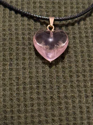 Black Cord Necklace with Pink Heart Pendant thumbnail 2