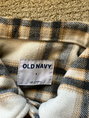 Old Navy Neutral Plaid Shirt Jacket Shacket Cream Tan Women’s Small thumbnail 3