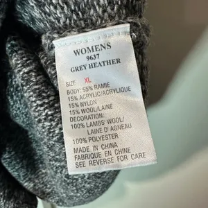 Woolrich Womens XL Grey Heather 1/4 Zip Sweater LambsWool Blend Nordic‎ Warm thumbnail 3