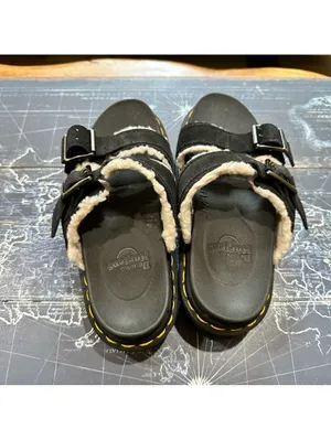 Dr. Martens Blaire Shearling Buckle Sandals | Black | Size 4M / 5W thumbnail 5