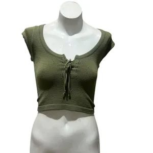 Urban Outfitters Out From Under Women's Olive Green Crop Top Short Sleeve Tee M thumbnail 4