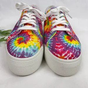 Superga Canvas Platform Sneakers Rainbow Tie Dye Womens Size 8.5 - 9 Like New thumbnail 5