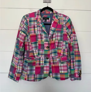 Talbots Women’s 8P Pink Patchwork Blazer Jacket Y2K 2000s Clueless Vibes thumbnail 1