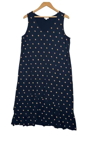 J Jill Midi Dress Womens Large Petite Blue Polka Dot Sleeveless Soft V Neck Boho thumbnail 1