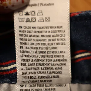 American Eagle Denim Mini Skirt Womens Blue Red Stripe Raw Hem Stretch‎ Size 2 thumbnail 9