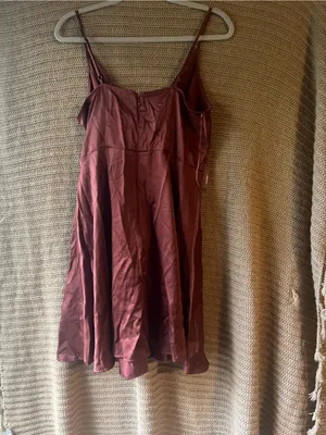 Express Satin Wrap Camisole Dress - Burgundy thumbnail 3