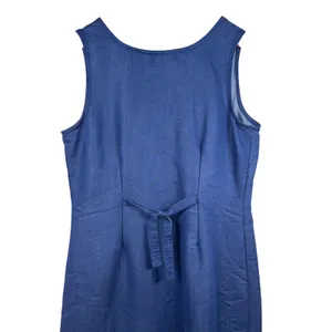 Vintage Cherokee Dress XL Blue Sleeveless Button Front Tie Back Maxi Denim Look thumbnail 3