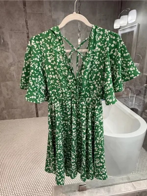 Amazon Green Floral Midi Dress with White Daisy Print thumbnail 2