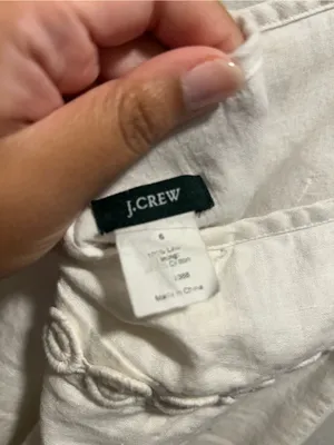 J. Crew Size 6 White Halter Tiered Linen Dress thumbnail 4