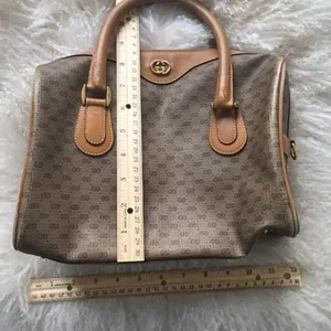 Gucci Boston Bag Monogrammed Vintage Brown Tote thumbnail 5