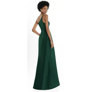 Alfred Sung Satin Twill One Shoulder A-line Pocket Gown Dress D831 Size 10 R thumbnail 2