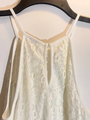 Boho Patchwork Floral Lace Halter Tie Waist Flowy Maxi Dress Size M thumbnail 12