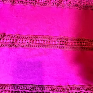 Croft & Barrow Womens 1X Magenta‎ Pink Crochet Lace Long Sleeve Top Blouse thumbnail 2