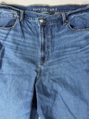 American Eagle Super High Rise Baggy Straight Crossover Jeans Size 18 Strigid thumbnail 3