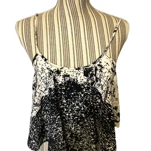 My Story Black White Mixed Print Spaghetti Strap Cropped Tank Top Women’s Large thumbnail 2