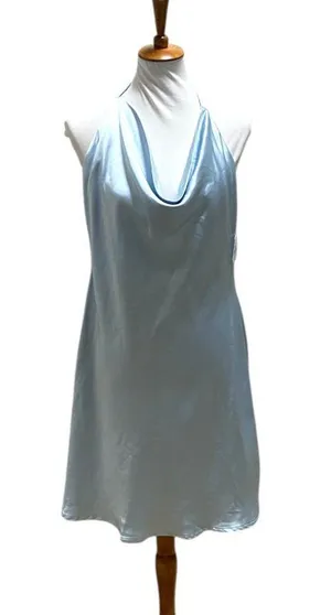 Altar’d State Satin Tie Halter Slip Dress Blue Size XXL NWT Wedding Glam Prom thumbnail 1
