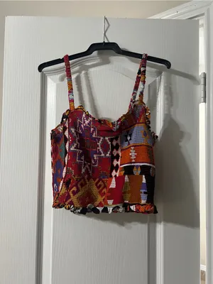 Vibrant Multicolor Boho Print Harem Pants Red Size L thumbnail 4