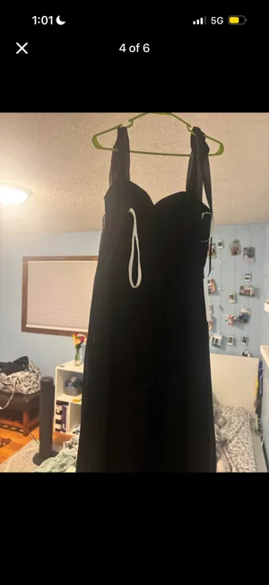 Azazie Lizet, Black A-line Sweetheart Neckline Chiffon Bridesmaid Dress, Size A8 thumbnail 5