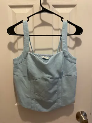 Abercrombie Light Blue Crop Corset Top thumbnail 2
