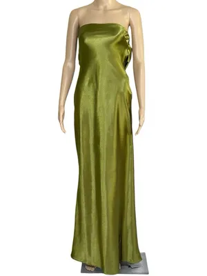 LOVERS + FRIENDS Lucy Open Back Cowl Satin Gown, Chartreuse, XS thumbnail 4