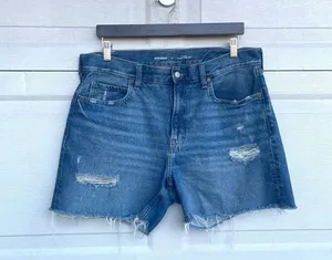 Old Navy Womens Shorts Blue Distressed Denim High Rise Slouchy Cut Off Size 12 thumbnail 2