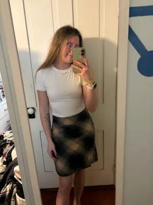 ann Taylor loft wool blend plaid green skirt thumbnail 2