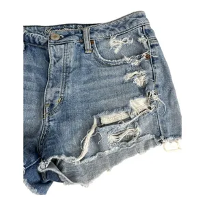 American Eagle Denim Shorts Women Size 8 Blue Distressed Button Fly Y2K Cutoff thumbnail 3