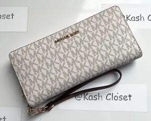 Michael Kors Large Logo Travel Continental Wallet/Wristlet - Vanilla thumbnail 1