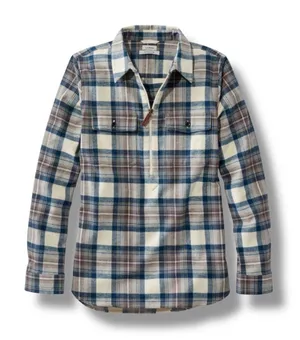L.L. Bean Women's Scotch Plaid Flannel Shirt, Quarter-Zip‎ Size Small thumbnail 1