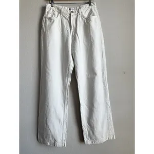 ZARA Women's White‎ High Rise Flare Wide Leg Denim Jeans Size 12 Classic Y2K thumbnail 3