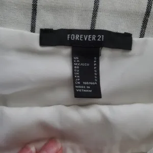 Linen/cotton mixture stripped skirt in cream and black size small by forever21 thumbnail 2