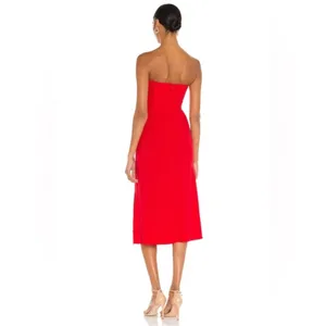 AMANDA UPRICHARD Mandy Midi Dress in‎ Lipstick Red Strapless Sz L thumbnail 3