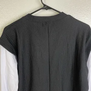 Azul by Moussy Long Sleeve Shirt Black Waffle White Layered Womens Size Medium thumbnail 9