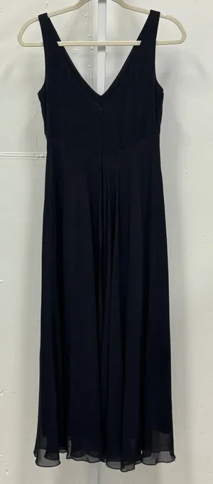 Y2K‎ Tahari Navy Blue 100% Silk V-Neck Empire Waist Maxi Dress Size 6 Minimalist thumbnail 1