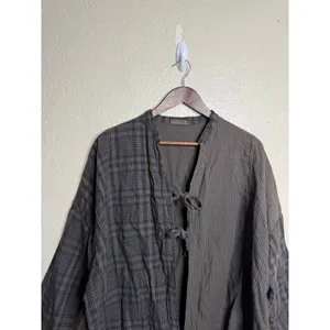 CP Shades x Free People Mixed Plaid Pinstripe Cotton Tie Front Jacket size S thumbnail 5