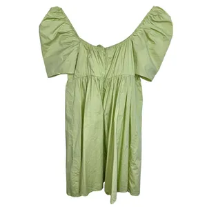 Abercrombie & Fitch Green Short Sleeve Puff Sleeve Babydoll Mini Dress Womens S thumbnail 2
