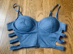 Haute Monde Boutique Cut Out Denim Bustier Size M thumbnail 4