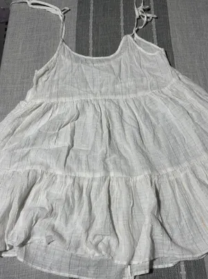 Aerie Womens White Gold Metallic Stripe Tiered Babydoll Cami Tank‎ Top Medium thumbnail 1